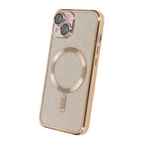 iPhone 14 Cover Glitter Transparent MagSafe Guld