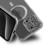 iPhone 15 Pro Max Cover Glitter Gennemsigtig MagSafe Sølv