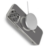 iPhone 15 Pro Max Cover Glitter Gennemsigtig MagSafe Sølv