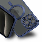 iPhone 15 Pro Cover Glitter Transparent MagSafe Blå