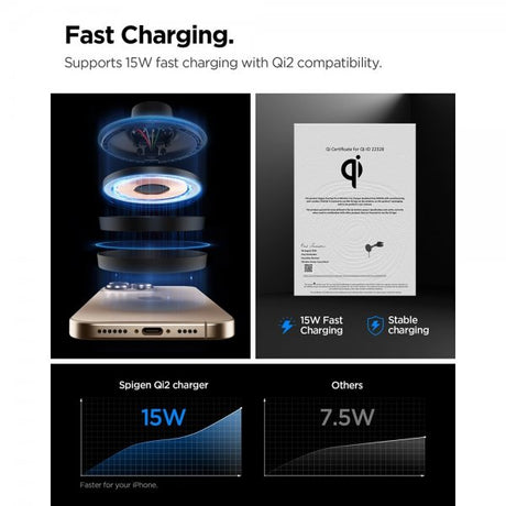 Spigen MagSafe-bilholder med Trådløs Opladning OneTap Pro 4 Dashboard/Windshield