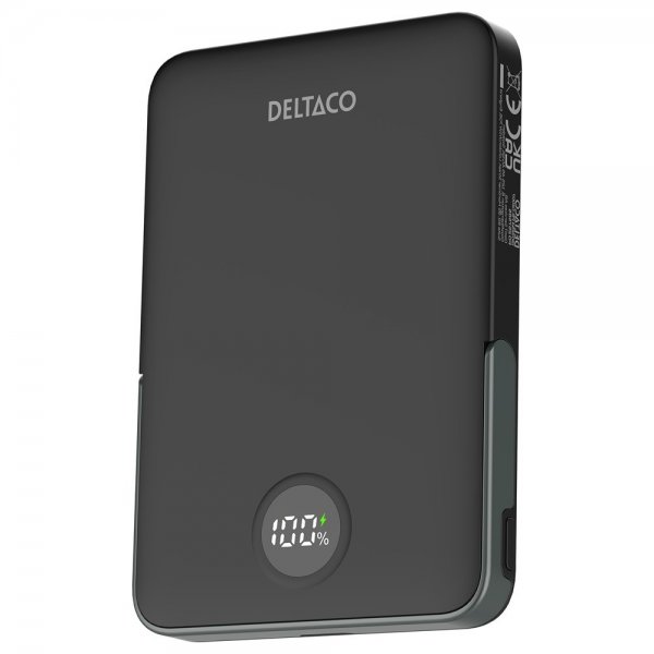 Deltaco MagSafe Powerbank med Stativ 5000 mAh 20W Sort