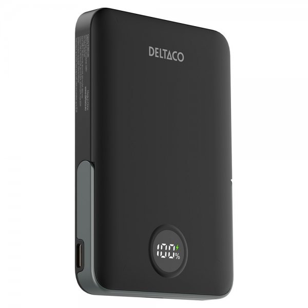 Deltaco MagSafe Powerbank med Stativ 5000 mAh 20W Sort
