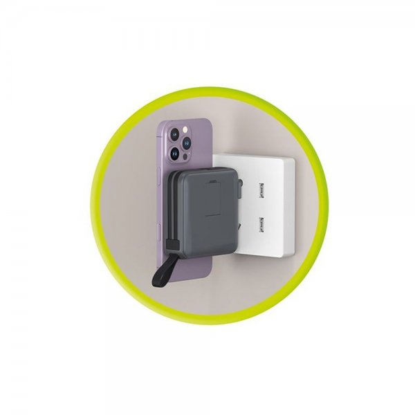 Mobile Origin MagSafe-powerbank/Rejseoplader Indbyggede kabler/Apple Watch-opladning Grå