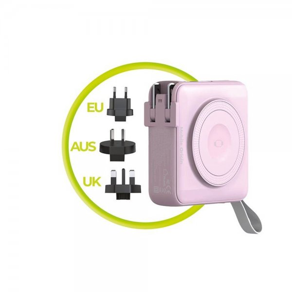 Mobile Origin MagSafe-powerbank/Rejseoplader Indbyggede kabler/Apple Watch-opladning Rosa