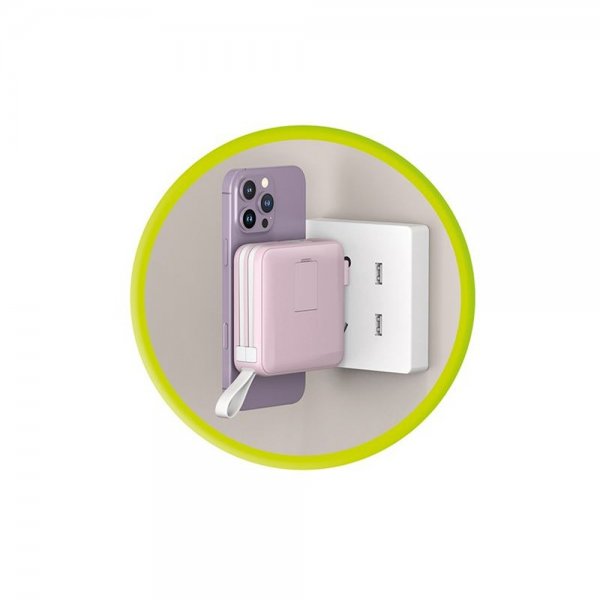 Mobile Origin MagSafe-powerbank/Rejseoplader Indbyggede kabler/Apple Watch-opladning Rosa