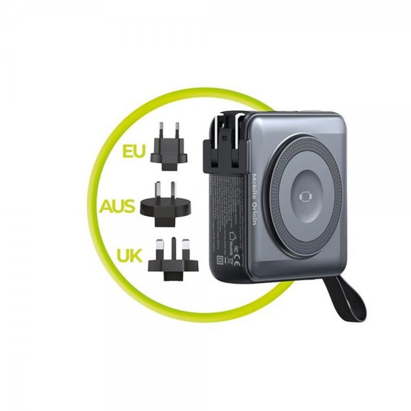 Mobile Origin MagSafe-powerbank/Rejseoplader Indbyggede kabler/Apple Watch-opladning Sort
