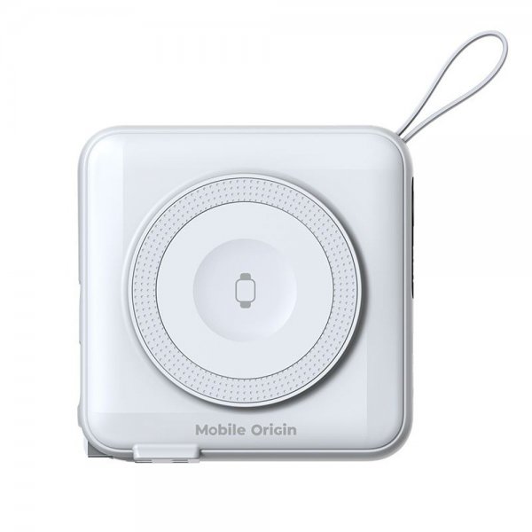Mobile Origin MagSafe-powerbank/rejselader Indbyggede kabler/Apple Watch-opladning Hvid