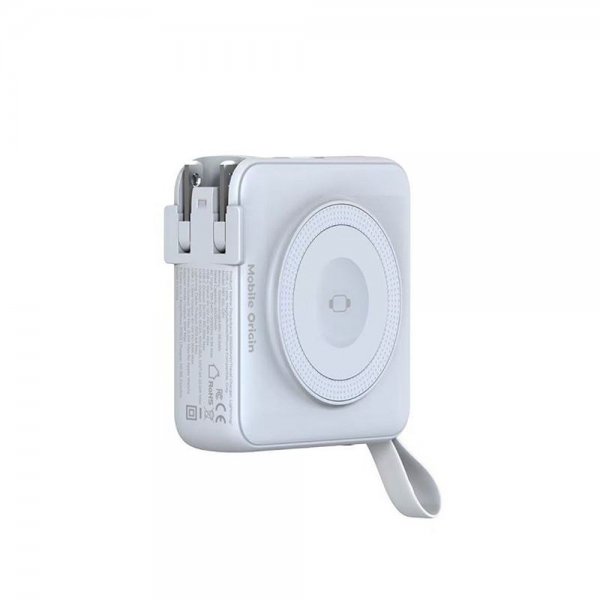 Mobile Origin MagSafe-powerbank/rejselader Indbyggede kabler/Apple Watch-opladning Hvid