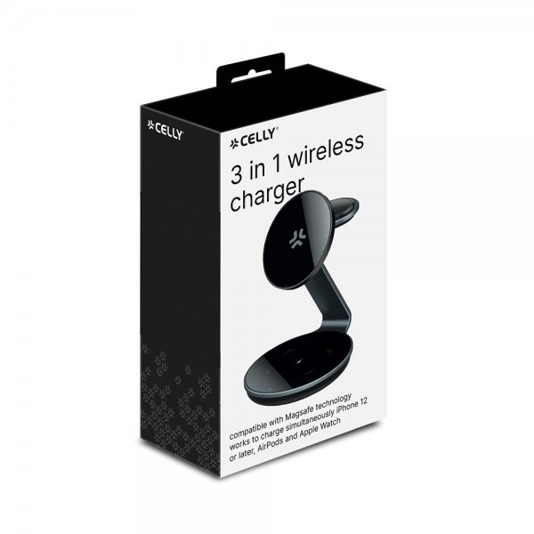 Celly 15W 3-i-1 Trådløs Oplader MagSafe