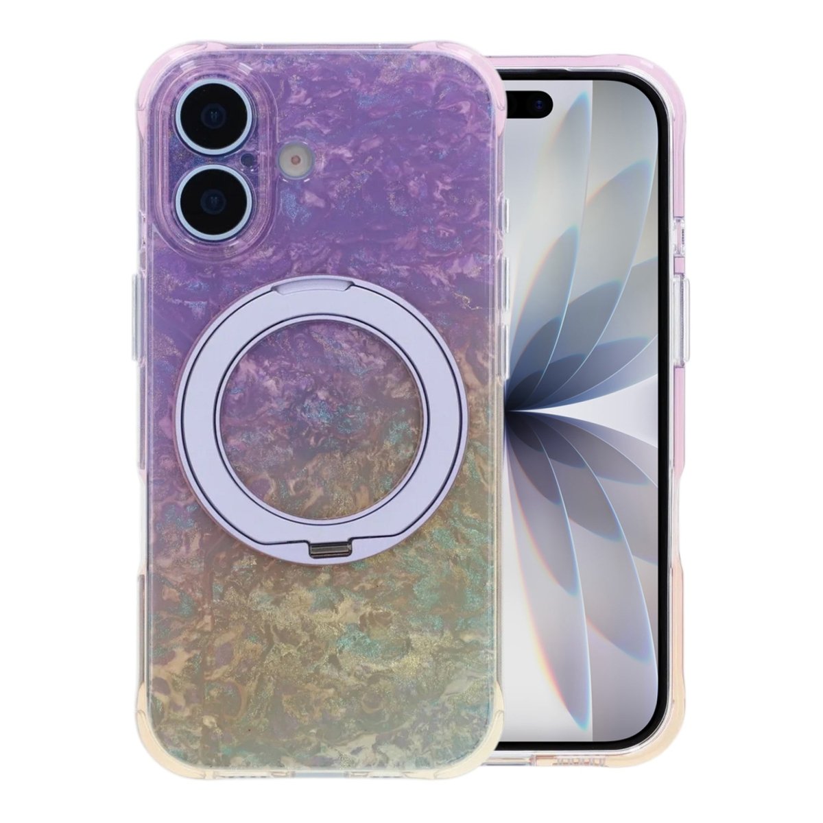 iPhone 17 Cover med marmoreret MagSafe-stativ Lilla