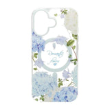 iPhone 17 Cover med blomstermønster og mat finish samt MagSafe Blå