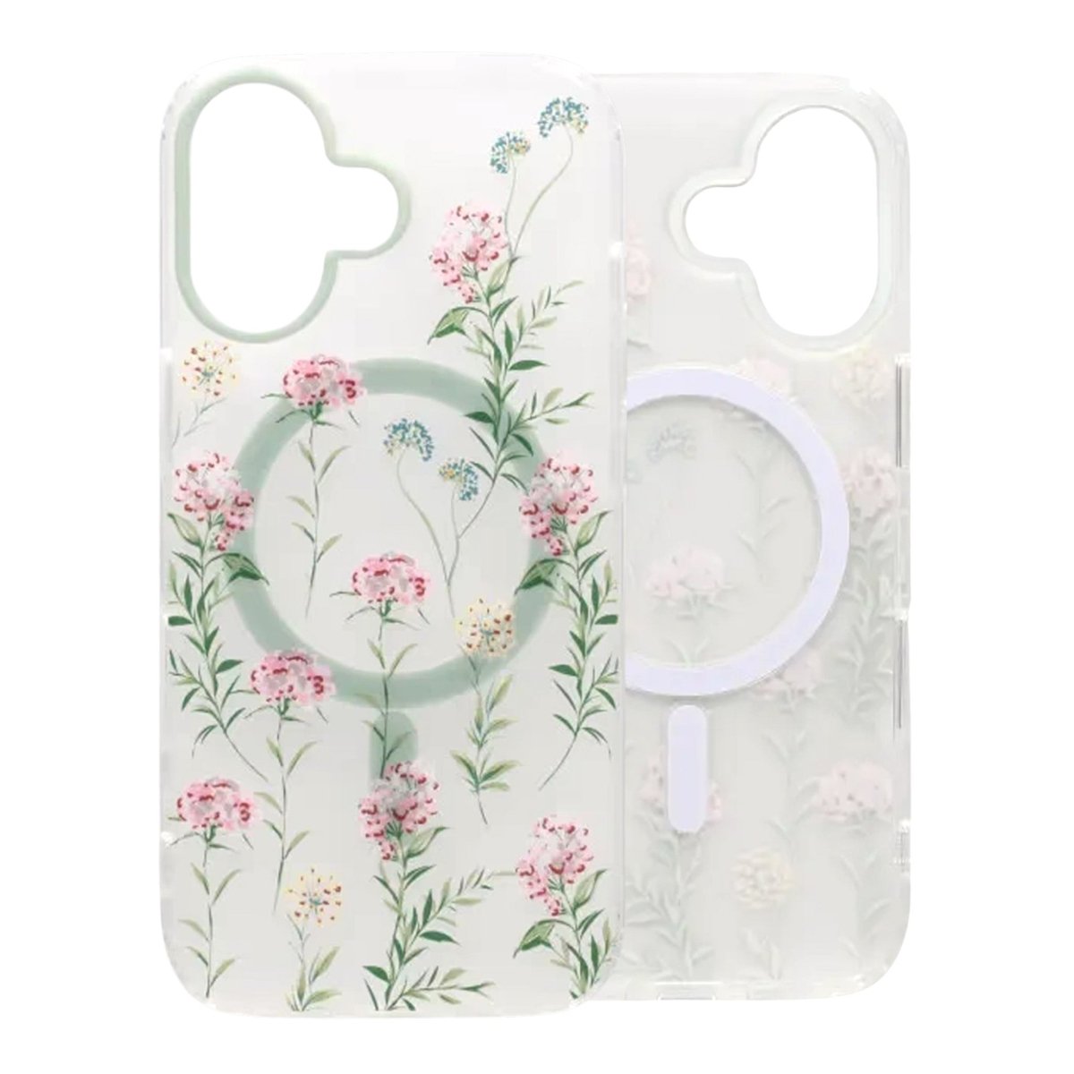iPhone 17 Cover med blomstermønster og mat finish samt MagSafe Grøn