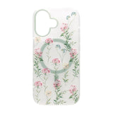 iPhone 17 Cover med blomstermønster og mat finish samt MagSafe Grøn