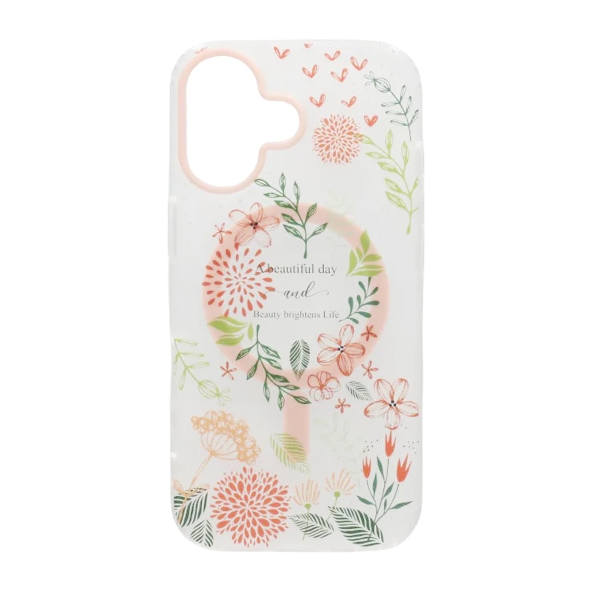 iPhone 17 Cover med blomstermønster og mat finish samt MagSafe Orange