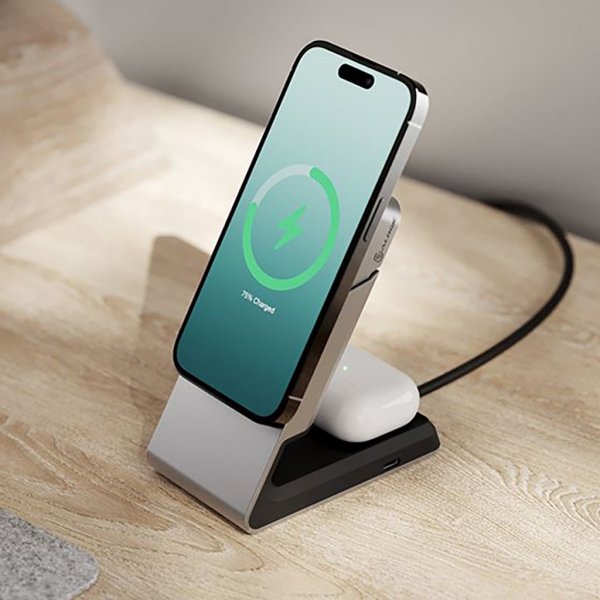 ALOGIC Matrix 2-i-1 Universal Magnetisk Opladningsdock MagSafe Sort