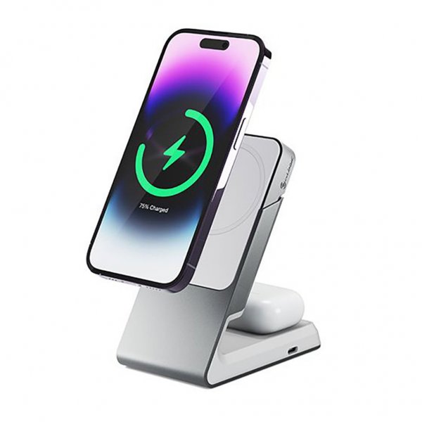 ALOGIC Matrix 2-i-1 Universal Magnetisk Opladningsdock MagSafe Hvid