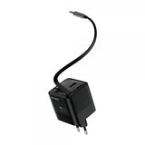 Mobile Origin Oplader med Display GaN 65W indbygget USB-C Kabel