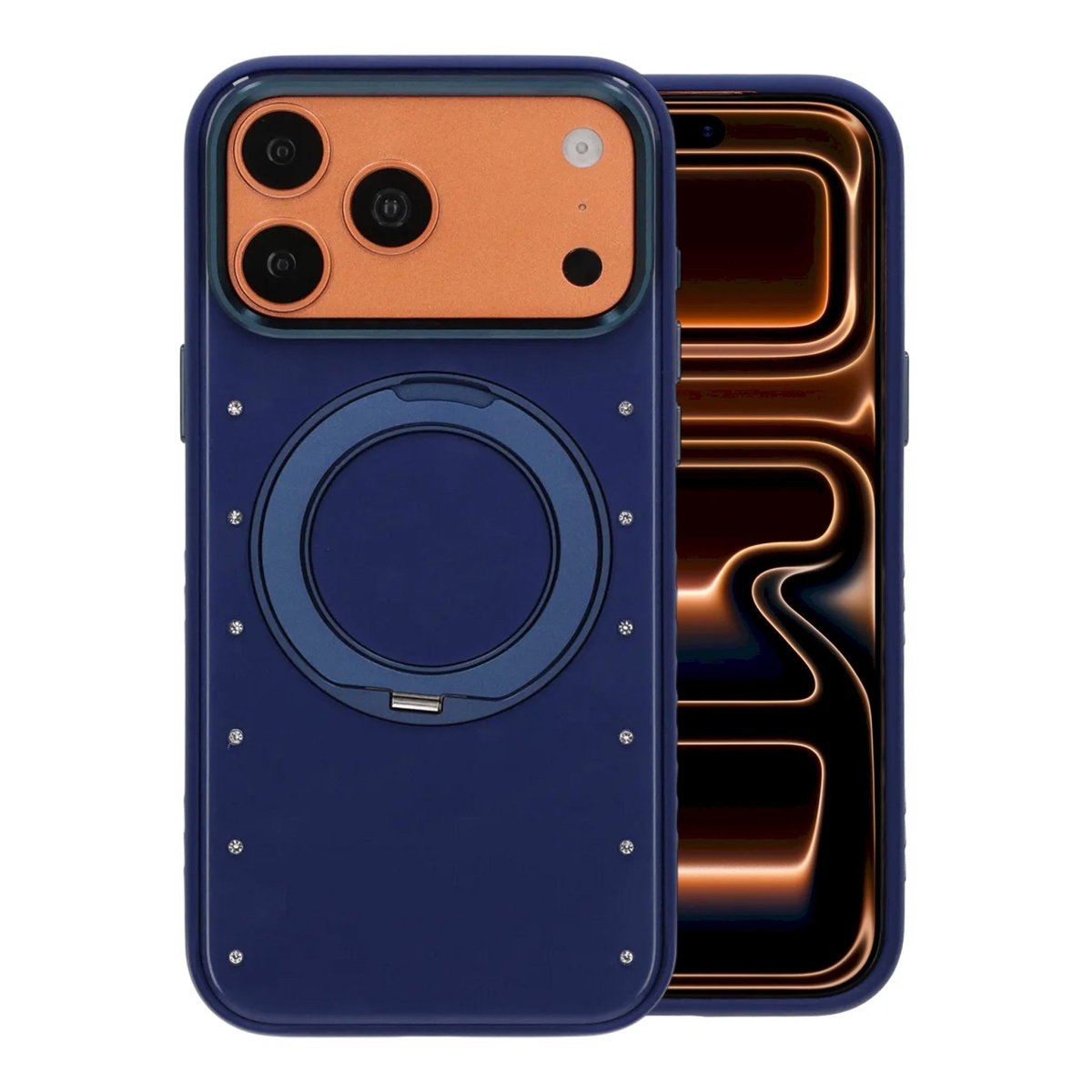 iPhone 17 Pro/iPhone 18 Pro Cover MagSafe-stativ Strass Blå