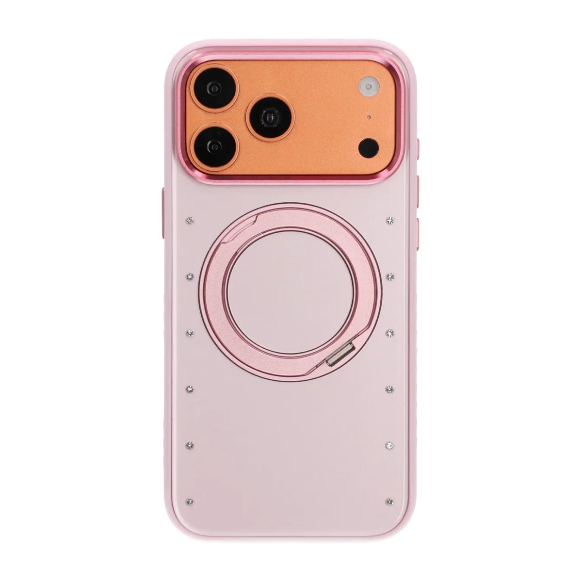 iPhone 17 Pro/iPhone 18 Pro Cover MagSafe-stativ Strass Lyserød