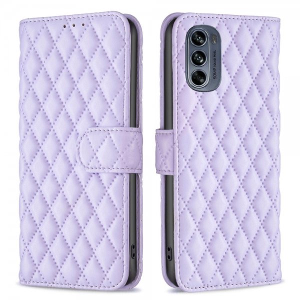 Motorola Moto G62 5G Cover Rhombusmønster Lilla