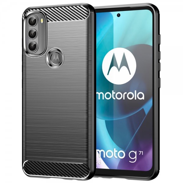 Motorola Moto G71 5G Cover Børstet Kulfibertekstur Sort