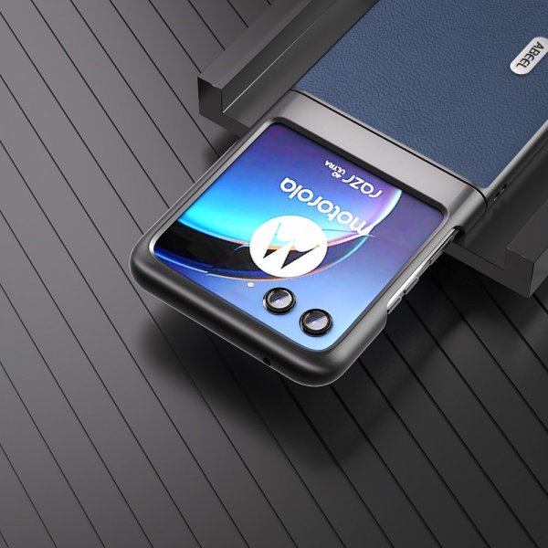 ABEEL Motorola Razr 40 Ultra Cover Ægte Læder Blå