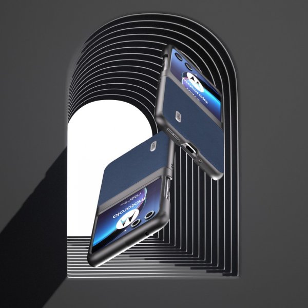 ABEEL Motorola Razr 40 Ultra Cover Ægte Læder Blå