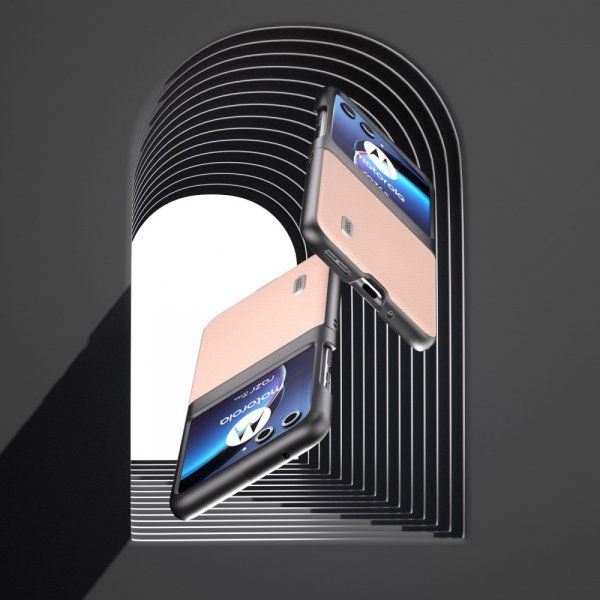 ABEEL Motorola Razr 40 Ultra Cover Ægte Læder Lyserød