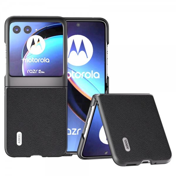 ABEEL Motorola Razr 40 Ultra Cover Ægte Læder Sort