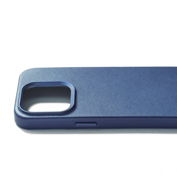 Mujjo iPhone 15 Pro Cover Full Leather Case MagSafe Monaco Blue