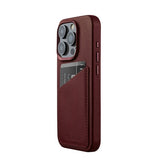 Mujjo iPhone 15 Pro Cover Full Leather Wallet Case MagSafe Burgundy