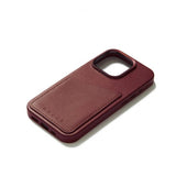 Mujjo iPhone 15 Pro Cover Full Leather Wallet Case MagSafe Burgundy