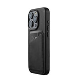Mujjo iPhone 15 Pro Cover Full Leather Wallet Case MagSafe Sort