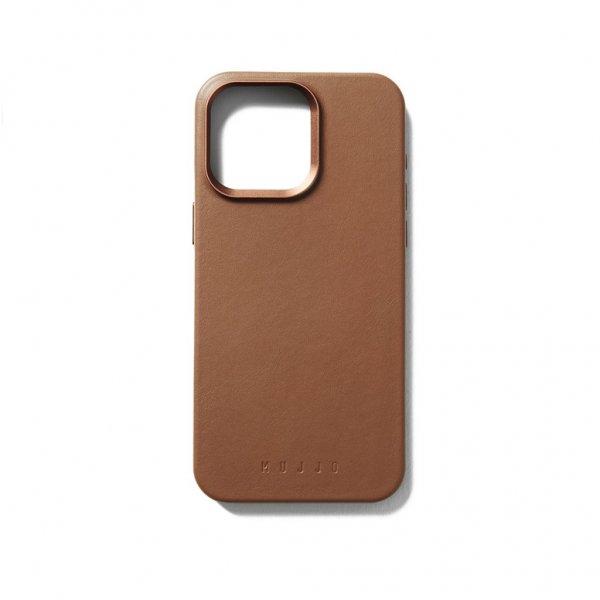 Mujjo iPhone 15 Pro Max Cover i fuldnarvet læder med MagSafe Dark Tan