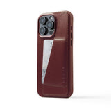 Mujjo iPhone 15 Pro Max Cover i fuldlæder med kortholder MagSafe Burgundy