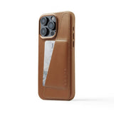 Mujjo iPhone 15 Pro Max Cover i fuldnarvet læder med MagSafe i farven Dark Tan