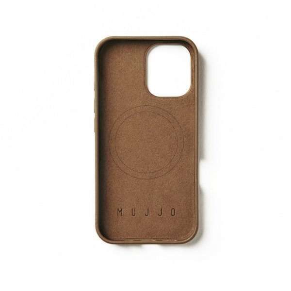 Mujjo iPhone 16 Skal Full Leather Case Dark Tan