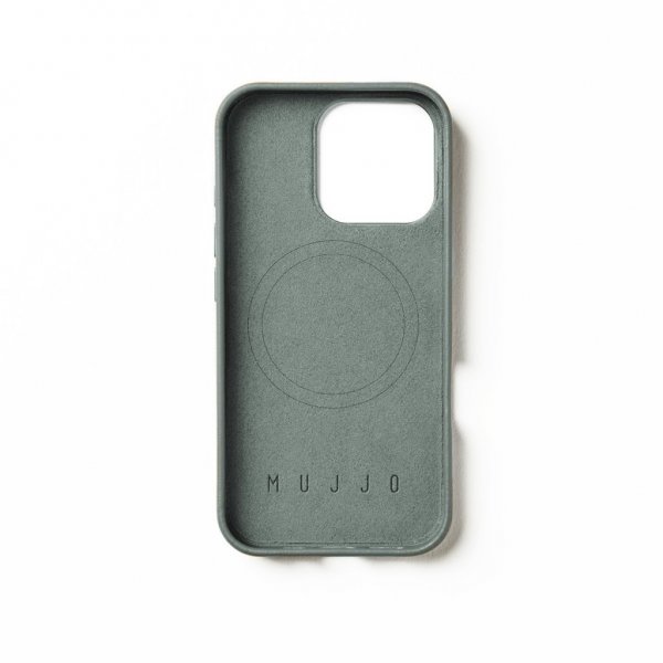 Mujjo iPhone 16 Pro Cover Full Leather Case Green Smoke