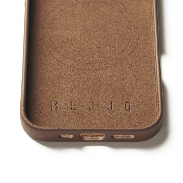 Mujjo iPhone 16 Pro Cover i Fuld Læder Dark Tan