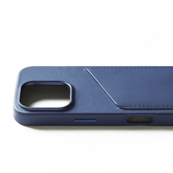 Mujjo iPhone 16 Pro Cover Full Læder Wallet Case Monaco Blue