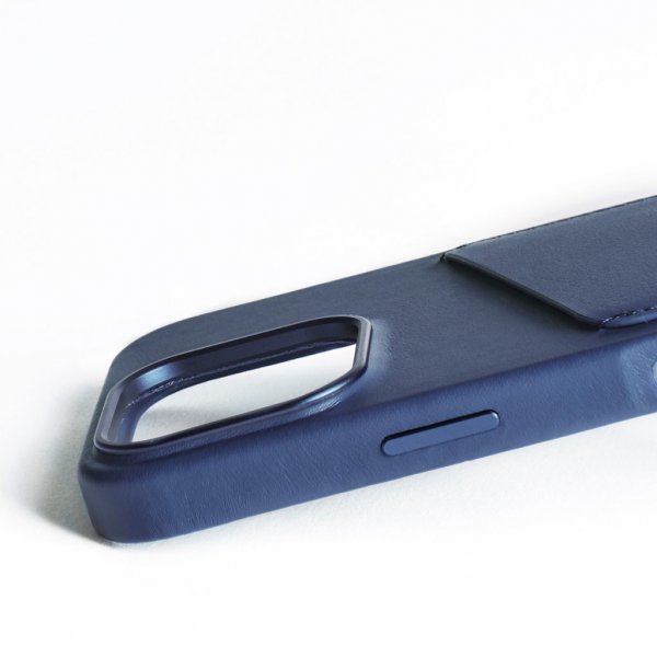 Mujjo iPhone 16 Pro Cover Full Læder Wallet Case Monaco Blue