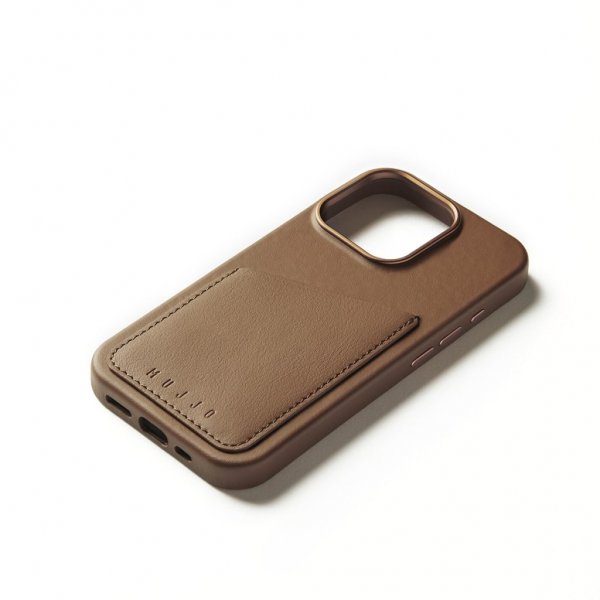 Mujjo iPhone 16 Pro Cover Full Læder Pung Dark Tan