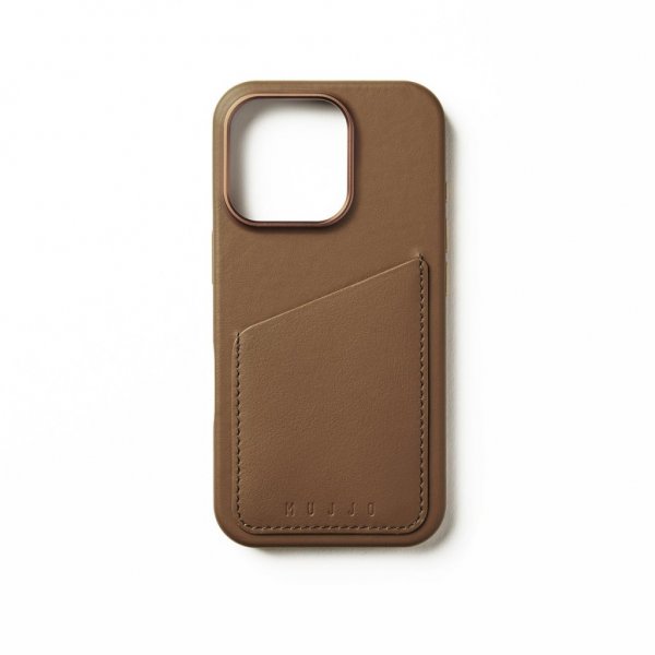 Mujjo iPhone 16 Pro Cover Full Læder Pung Dark Tan