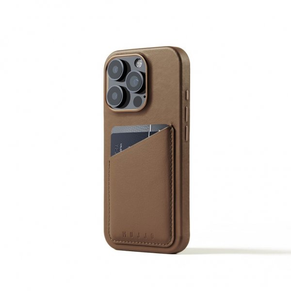 Mujjo iPhone 16 Pro Cover Full Læder Pung Dark Tan