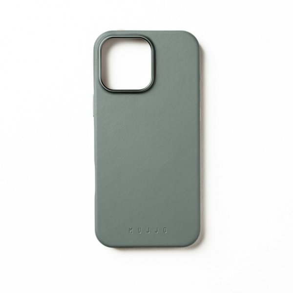 Mujjo iPhone 16 Pro Max Cover Full Leather Case Green Smoke