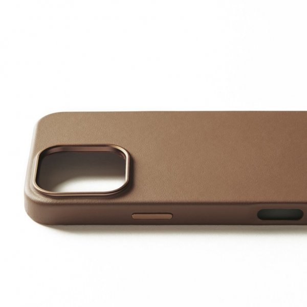 Mujjo iPhone 16 Pro Max Cover Full Leather Case Dark Tan