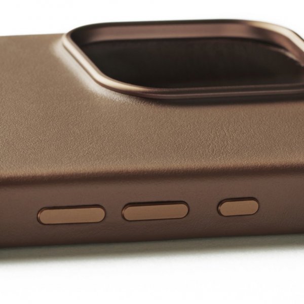Mujjo iPhone 16 Pro Max Cover Full Leather Case Dark Tan