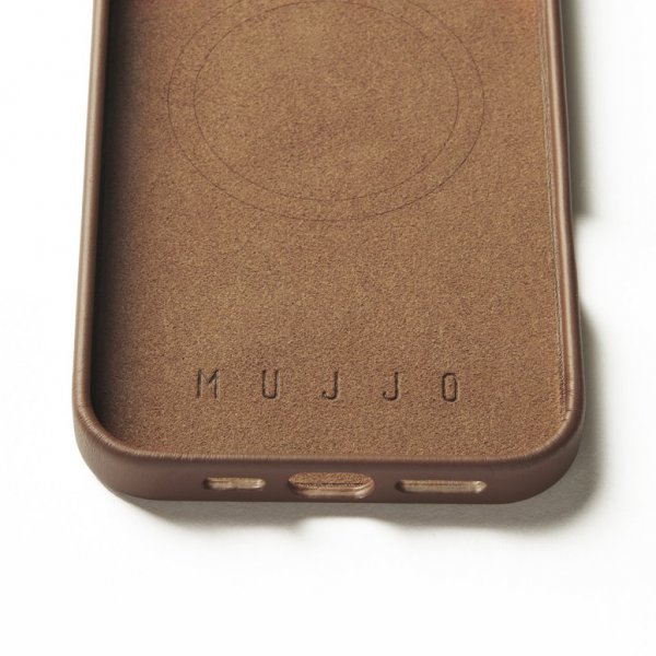 Mujjo iPhone 16 Pro Max Cover Full Leather Case Dark Tan