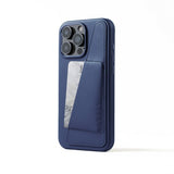 Mujjo iPhone 16 Pro Max Cover Full Leather Wallet Case Monaco Blue